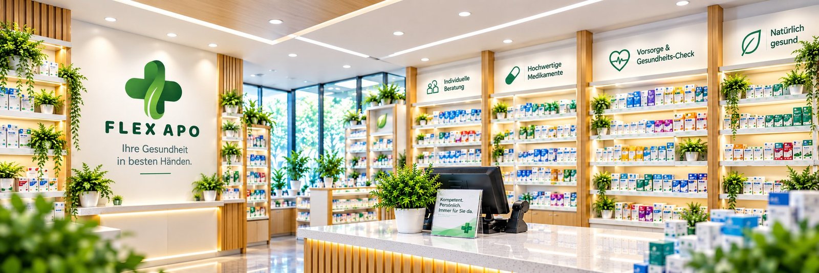 Innenansicht einer Apotheke mit Beratungsbereich